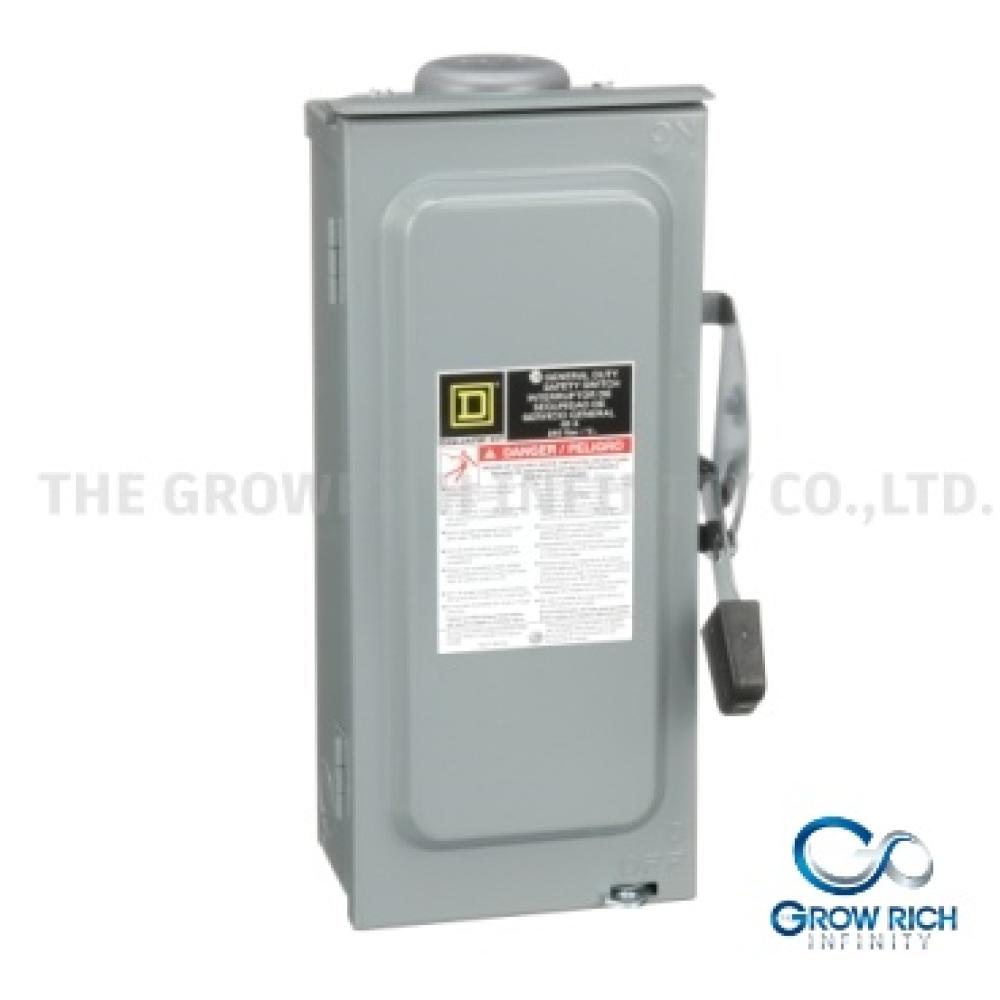 เซฟตี้สวิตช์ ใส่ฟิวส์ได้ 1เฟส 2สาย 240V 60A ภายนอก D222NRB SCHNEIDER